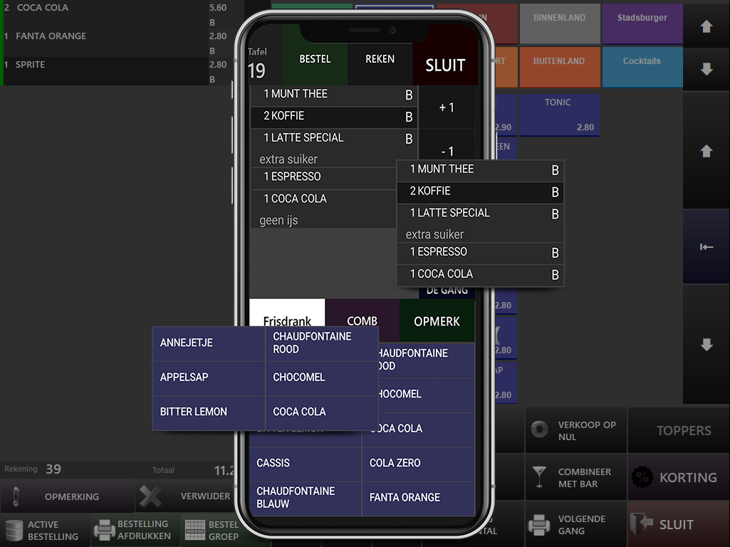 MIG Horeca mobile and desktop interfaces working together