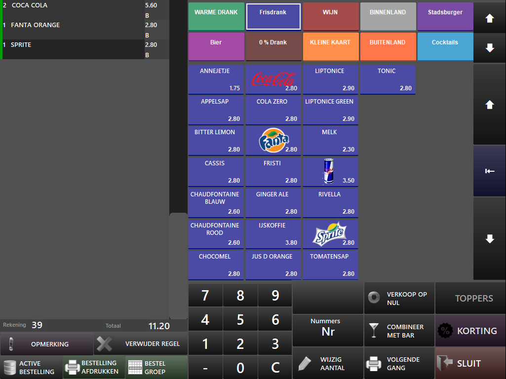 MIG Horeca order-entry interface